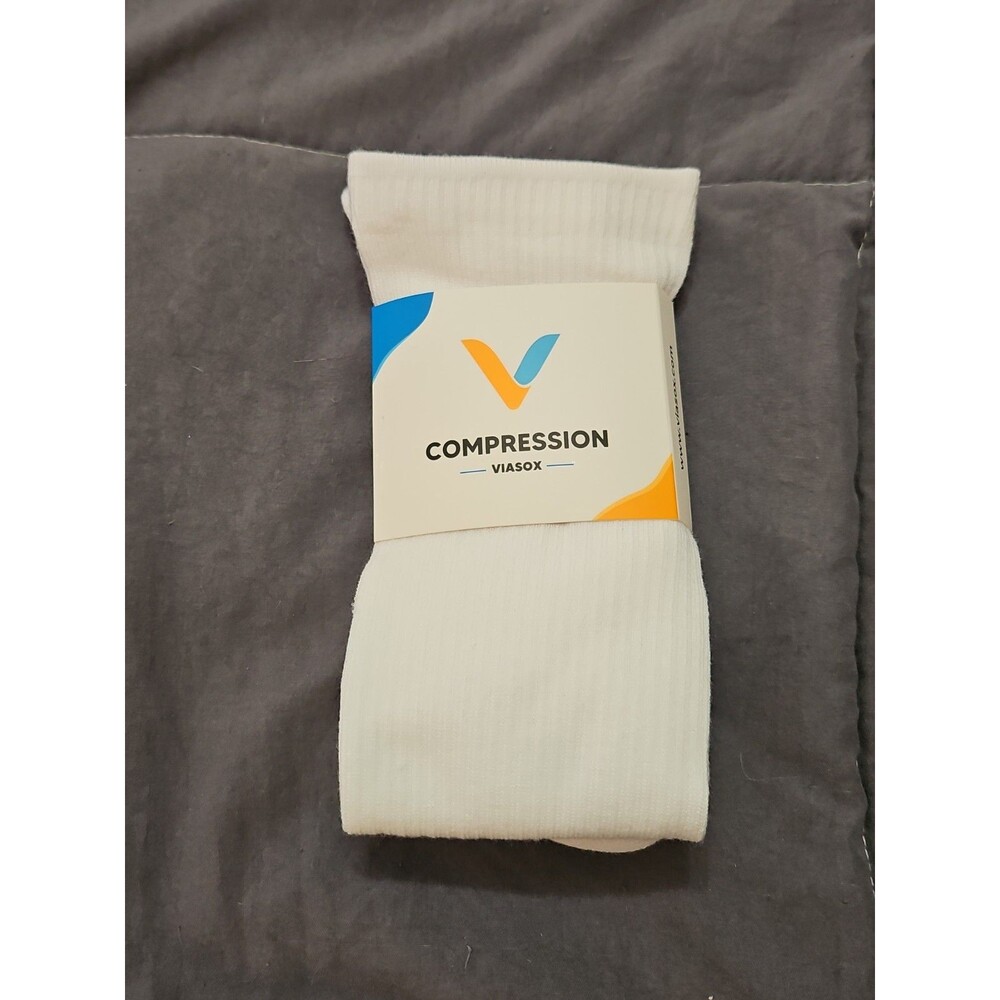 NIP Viasox Unisex Diabetic Compression Socks White X Large (M: 13-19 W: 14+)